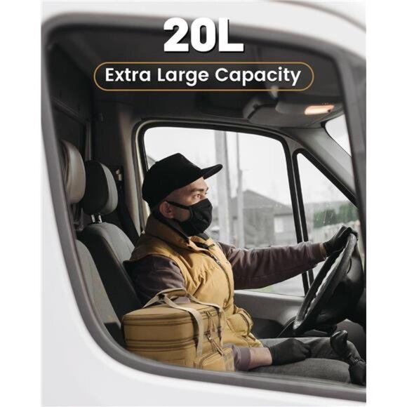 Tactical Lunch Bag,20L Large Heavy Duty DoubleDeck Insulated Lunch Box Leakproof - Picture 2 of 8